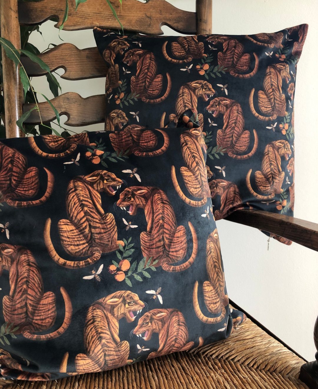 Luxury Velvet Cushion- Tiger Pattern